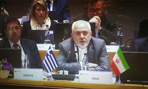 El canciller iraní, Mohamed Yavad Zarif Irán denuncia desde Bruselas injerencia de occidente en Siria